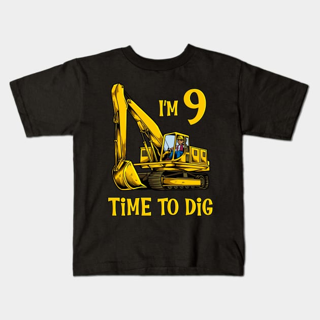 I'm 2 - time to dig - excavator 2 year old birthday Kids T-Shirt by Modern Medieval Design